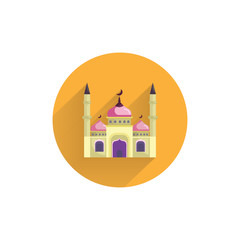 mosque colorful flat icon with long shadow. mosque islam flat icon