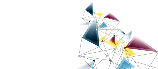 Line points connections, triangular technology design. Abstract geometric background