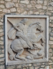 wall relief of St George and the Dragon - Buda Castle - Budapest