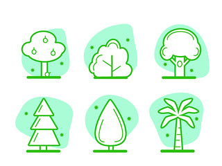 vector set of green trees