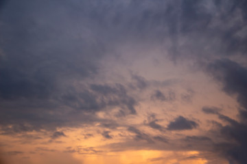 Beautiful clouds in the sky.  Pattern from clouds. Dramatic view