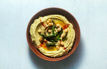hummus with green asparagus. spring alternative recipe