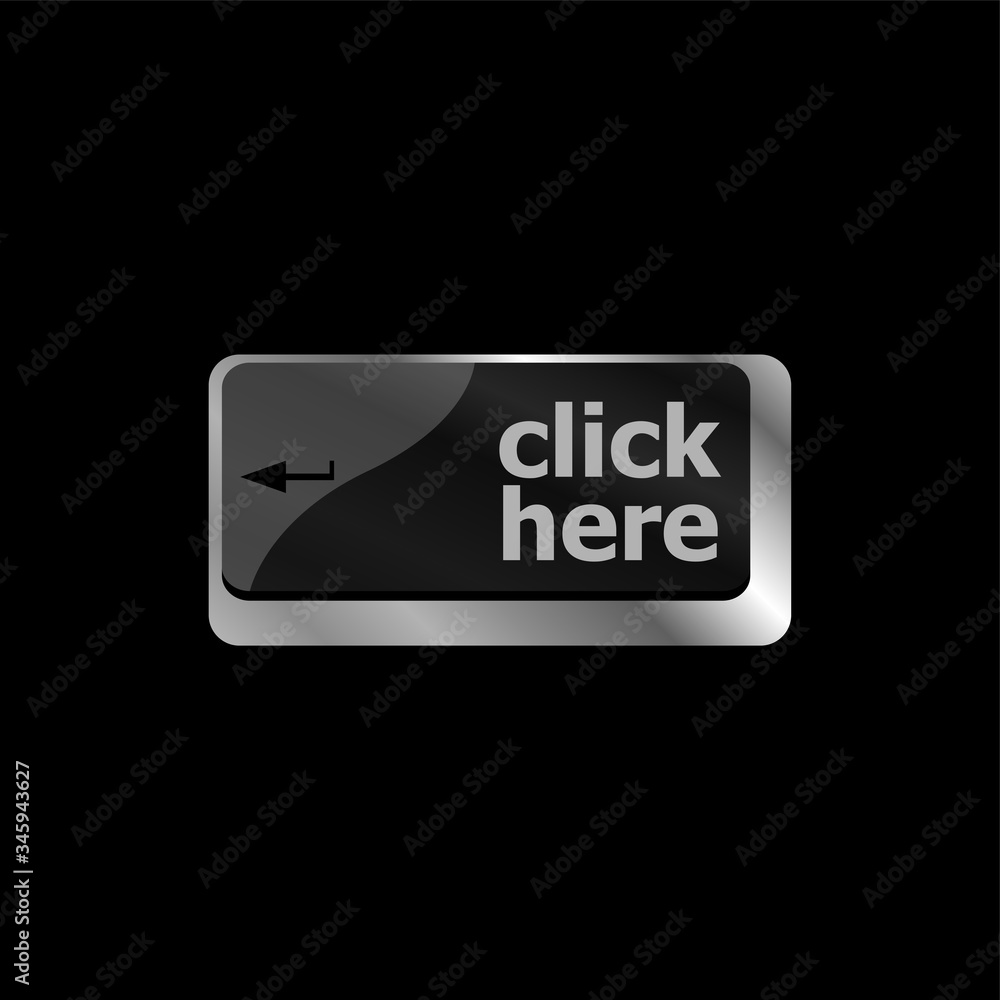 Poster keyboard with click here button, internet concept