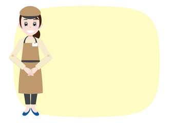 カフェ、レストラン、園芸店、飲食店、飲み屋、パン屋、ベーカリー、ファストフード、パン、コーヒー、お茶、エプロン、店員、店長、スタッフ、ショップ、店、あいさつ、告知、お知らせ、説明、広告、おすすめ、笑顔、カスタマー、お客様、お詫び、クレーム対応、クレーム、欠品、買い溜め、売り切れ、ポスター、チラシ、ポップ、イラスト、カットイラスト、イラストレーション、ベクター、絵、漫画、人気、かわいい、売れ筋、人、