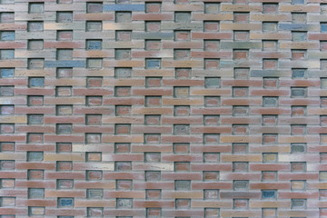 Full frame shot of facing bricks. Brick wall cladding. High resolution photography.