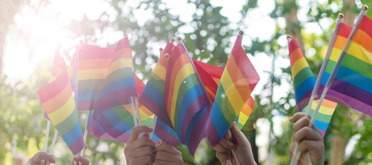 LGBT, pride, rainbow flag as a symbol of lesbian, gay, bisexual, transgender, and queer pride and...