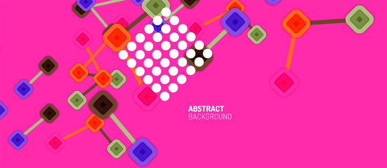 Abstract square dot connections, flat style multicolored geometric background for Wallpaper, Banner, Background, Card, Book Illustration, landing page or poster design