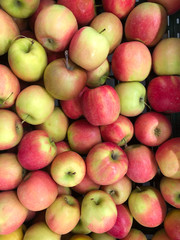 photo lots of apples on the counter supermarket