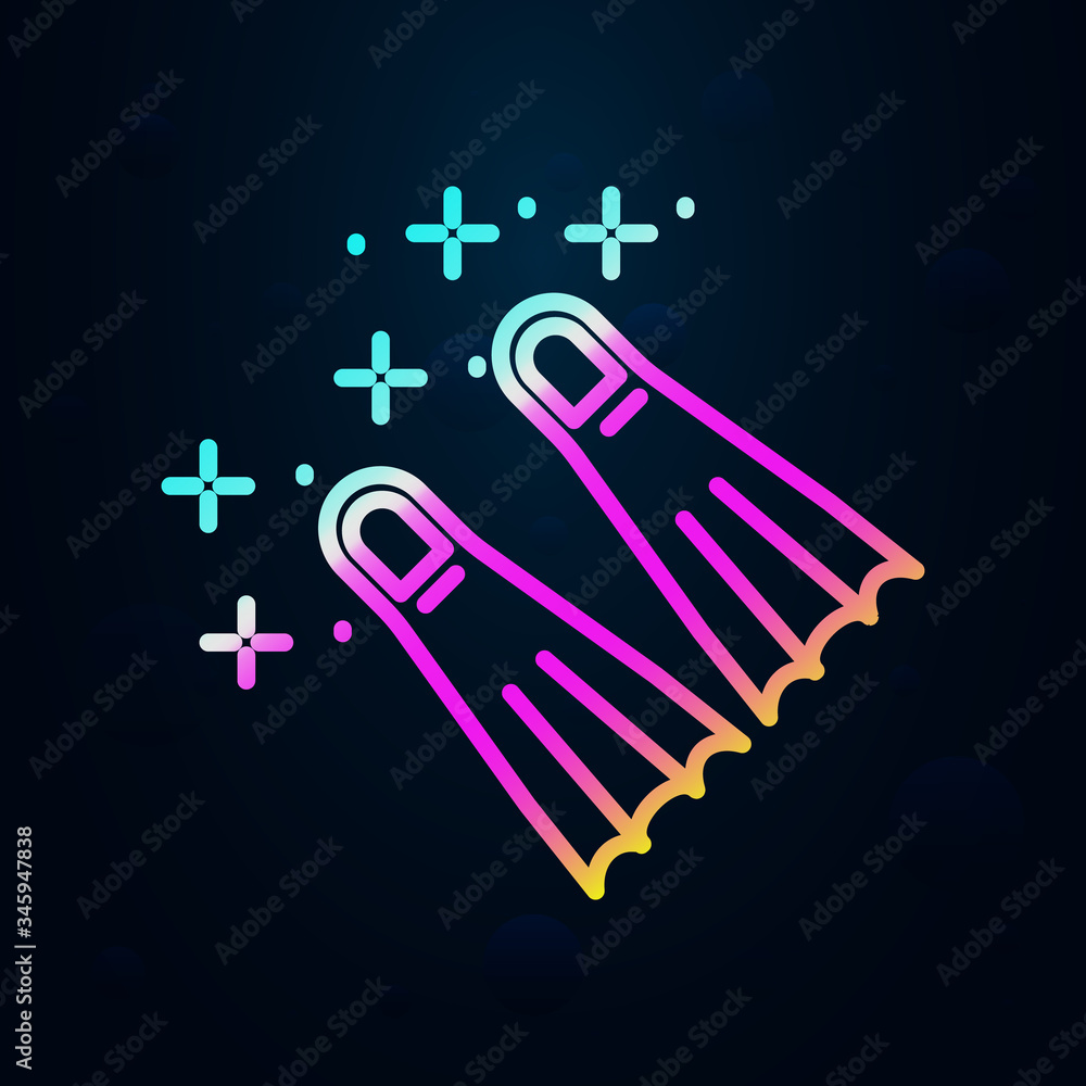 Poster diving flippers nolan icon. simple thin line, outline vector of diving icons for ui and ux, website 