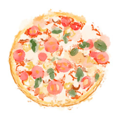 Traditional pizza close-up on an isolated white background.
