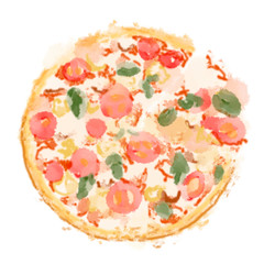Traditional pizza close-up on an isolated white background.