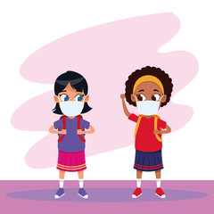 interracial girls using face masks for covid19