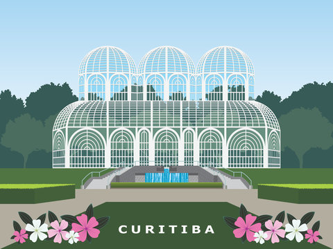 Ilustra&ccedil;&atilde;o do jardim bot&acirc;nico de Curitiba, capital do estado do Paran&aacute;, no Brasil.