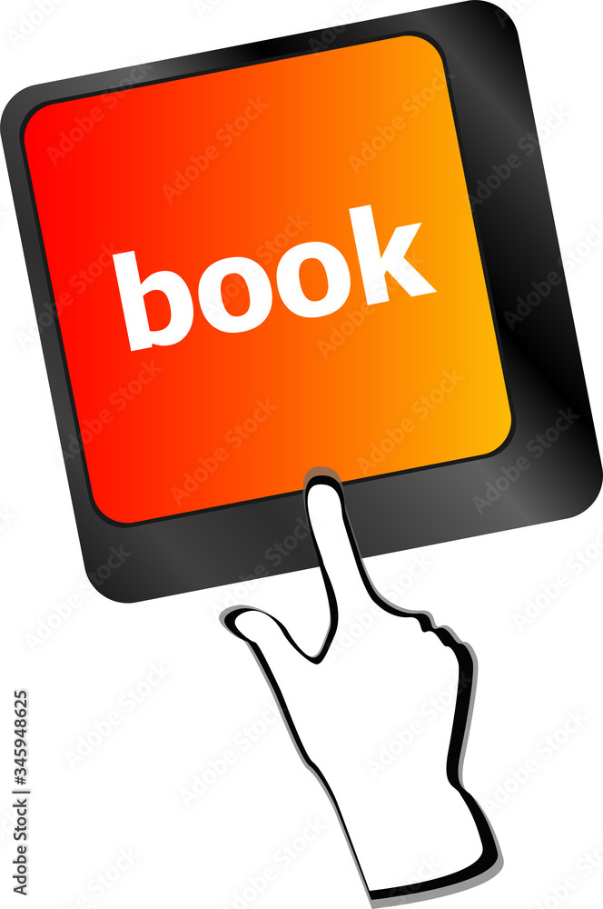 Aufkleber book word on computer keyboard button