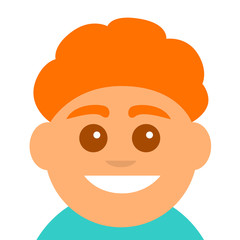 The face of a young man with a smile. Square flat avatar. Vector illustration.