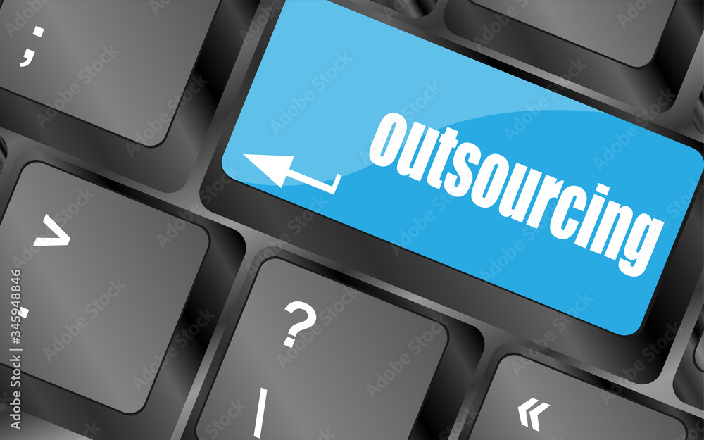 Poster outsourcing button on computer keyboard key
