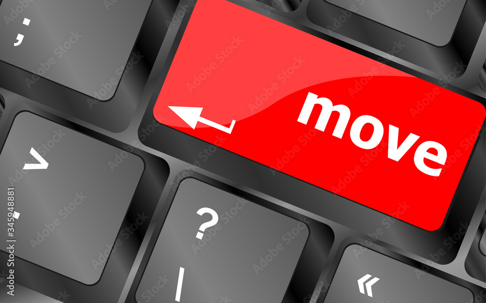 Poster move button word on keyboard keys