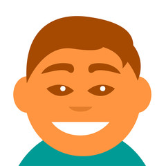 The face of a young man with a smile. Asian appearance. Square flat avatar. Vector illustration. 