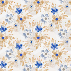 Floral seamless pattern. Hand drawn background. - 345950487