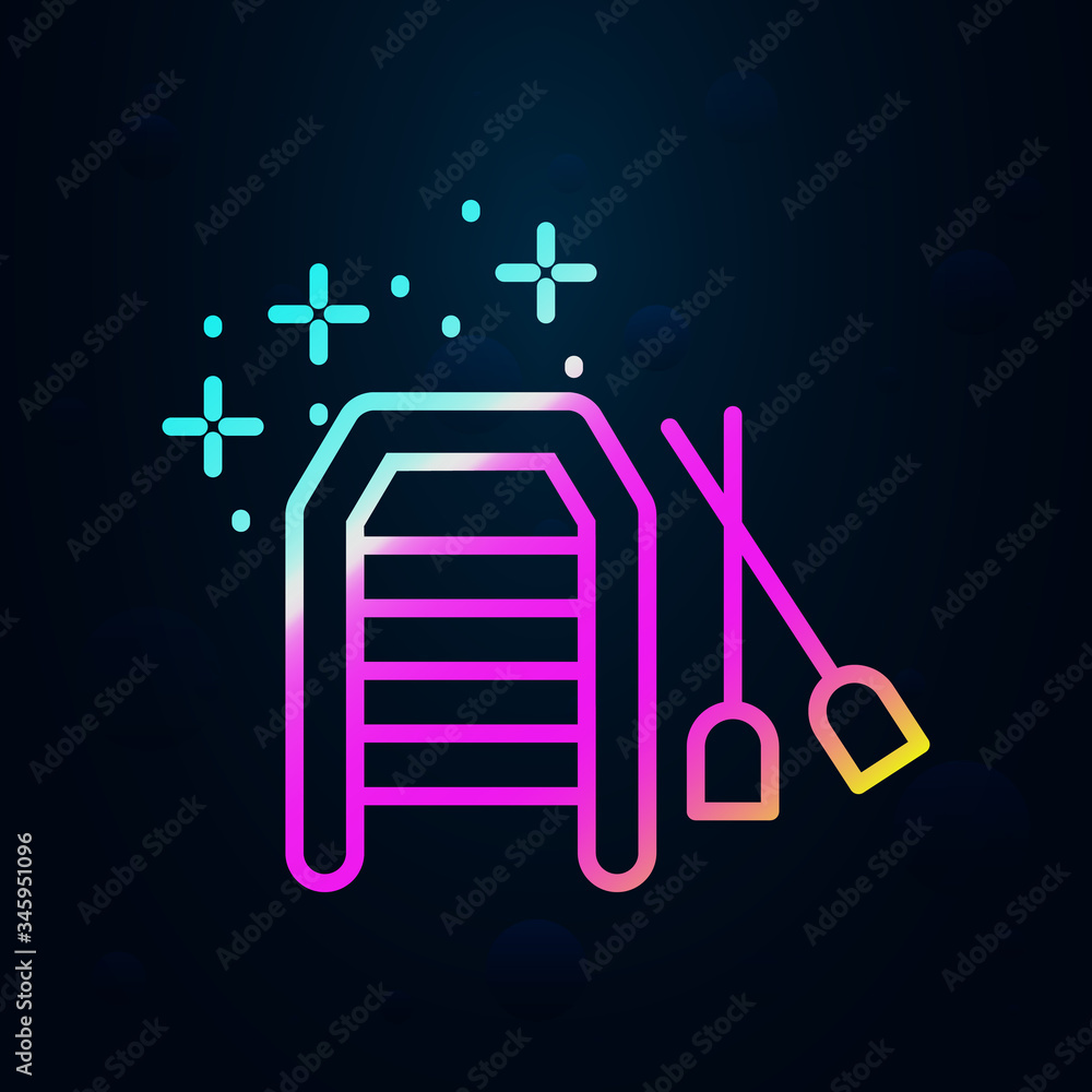 Poster diving boat nolan icon. simple thin line, outline vector of diving icons for ui and ux, website or m