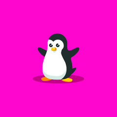 Cute Penguin vector illustration, animal icon concept, isolated on background