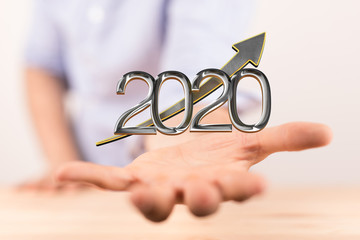 business year 2020 up goals and  success illustration