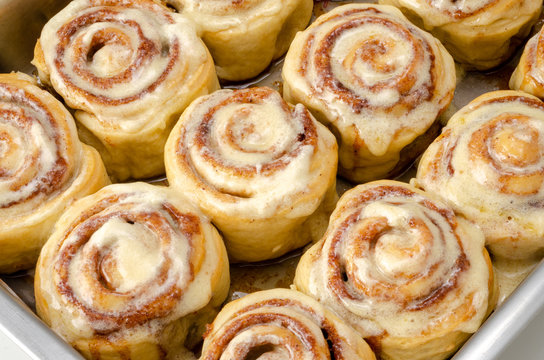 Cinnamon Rolls On Your Tray Just Out Of The Oven