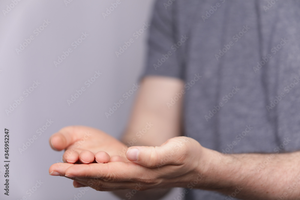 Wall mural a empty hand from a man isolated