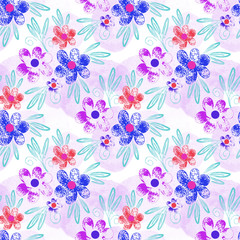 Floral seamless pattern. Hand drawn background. - 345952211