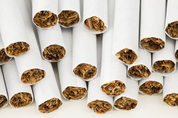 Stack of cigarettes close up
