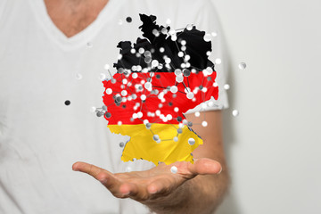 map of Germany. Wire frame 3D mesh