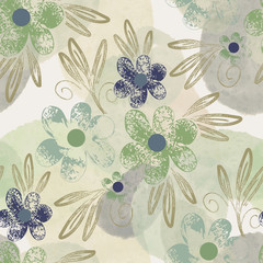 Floral seamless pattern. Hand drawn background. - 345953076