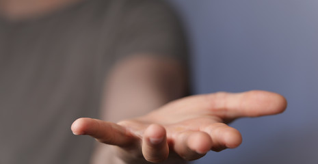 a empty hand from a man isolated