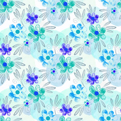 Floral seamless pattern. Hand drawn background. - 345953602