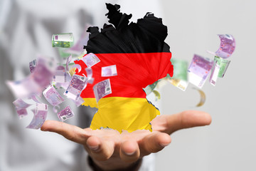 map of Germany. Wire frame 3D mesh polygonal network line, design.
