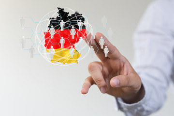 map of Germany. Wire frame 3D mesh