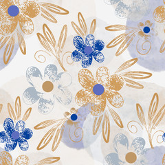 Floral seamless pattern. Hand drawn background. - 345954417