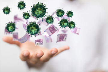 Financial stock graph has down from virus corona outbreak..