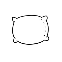 Pillows. Soft cushions. Large and small object. Cartoon black and white flat illustration. The element of the bedroom and bed for sleep