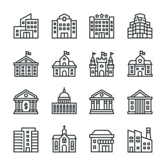 set of public buildings vector icons