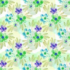 Floral seamless pattern. Hand drawn background. - 345956031