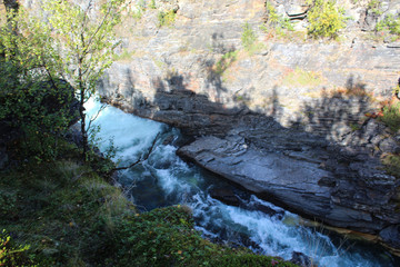 Large river in the arctic tundra. Abisko national park, Nothern Sweden
