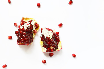 Pomegranate isolated on white background. Copy space