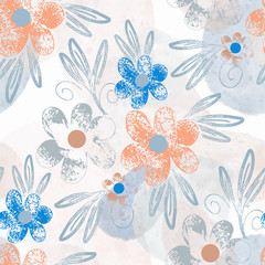 Floral seamless pattern. Hand drawn background. - 345956854