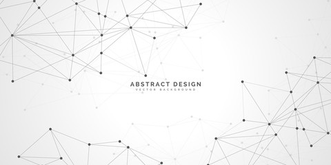 Abstract polygonal background with connecting dots and lines.Molecular structure with particles.  Vector technology background.Global network connection. Печать