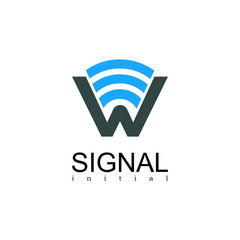 W logo, with signal icon design.