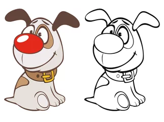 Deurstickers Vectorillustratie van een schattige Cartoon karakter jachthond voor je ontwerp en computerspel. Kleurboekoverzicht © liusa