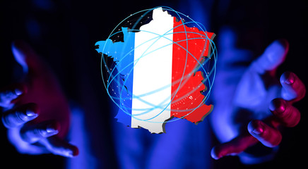 3d Digital France map country illustration