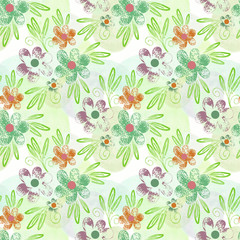 Floral seamless pattern. Hand drawn background. - 345959096