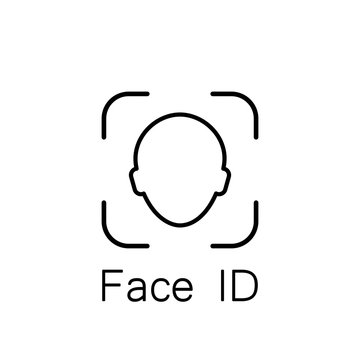 Face ID Icon. Facial Recognition System Identification Face Scan Line On An Isolated White Background. EPS 10 Vector